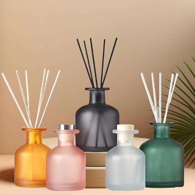 250ml Amber Empty Glass Reed Diffuser Bottles,Refillable Diffuser Bottle for Essential Oils,Aromatherapy Container for DIY Replacement Diffuser,Fragrance Decoration,Crafts Decor