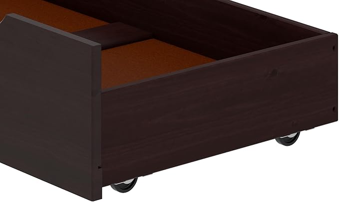 Alaterre Furniture Under Bed Storage Drawers - Set of 2 Solid Wood Rolling Under Bed Storage with Wheels - Fits Bed Frames 9.75” High - Underbed Containers for Shoes, Clothes, and Toys (Espresso)