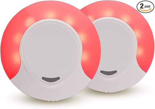 emagine A Sleep Aid Red Night Light Outlet Plug in with Dusk to Dawn Auto Sensor, Low Blue LED Promotes melatonin Production and Healthy Sleep, ON-Off-Auto Toggle, 2-Pack