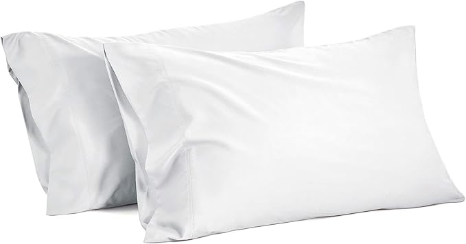 BEDELITE Standard Pillow Cases Set of 2, Rayon Derived from Bamboo, Cooling Pillow Cases for Hot Sleepers & Night Sweats, Breathable Silky Soft Envelope Pillowcases(White, 20"x26")