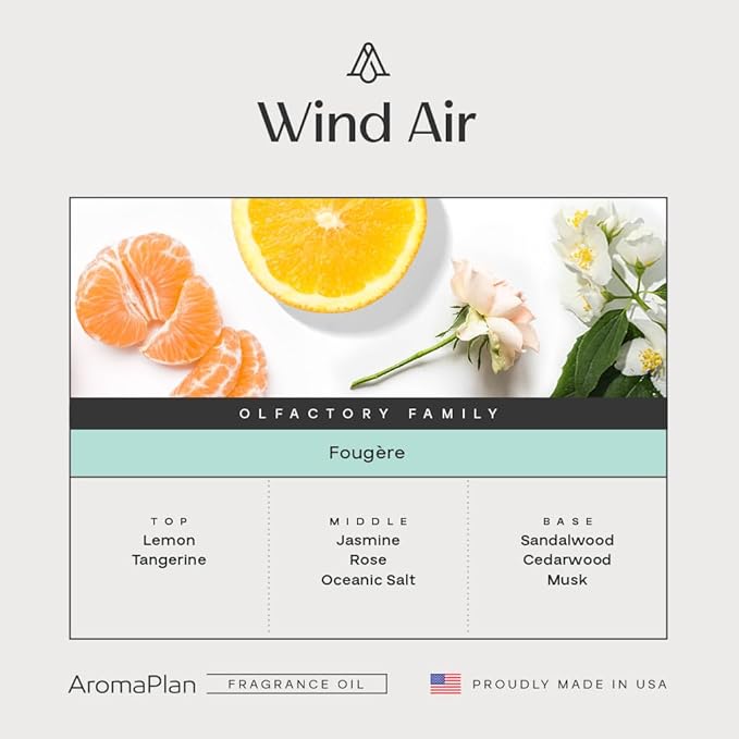 AromaPlan Hotel Scents Wind Air 5.07 Fl Oz (150ml), Home Luxury Aroma & Hotel Fragrance Diffuser Oil- Hotel Diffuser Oil for Aromatherapy- USA Made, Bigger Bottle, Bolder Aroma & Longer Lasting