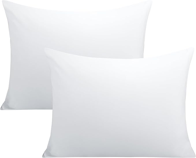 FLXXIE Pillow Cases Standard Size, Soft Microfiber Pillow Covers with Envelope Closure, Wrinkle, Stain Resistant Pillowcases, 2 Piece Set, 20x26, White