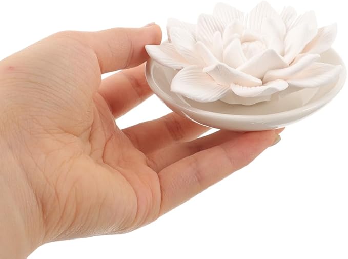 Cabilock Essential Oil Passive Diffuser Stone Lotus Flower Aromatherapy Ornaments for Home Car Bedroom Bathroom 3.35 Inch Plaster Scented Decoration