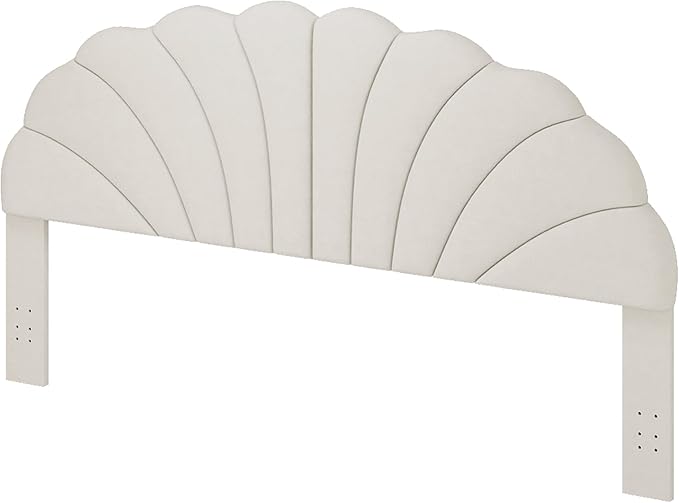 Befurtori King Size Headboard Only, Petal Wall Mount Headboard King/California King Size for Adjustable Bed Velvet Upholstered Head Board Easy Assembly, Cream