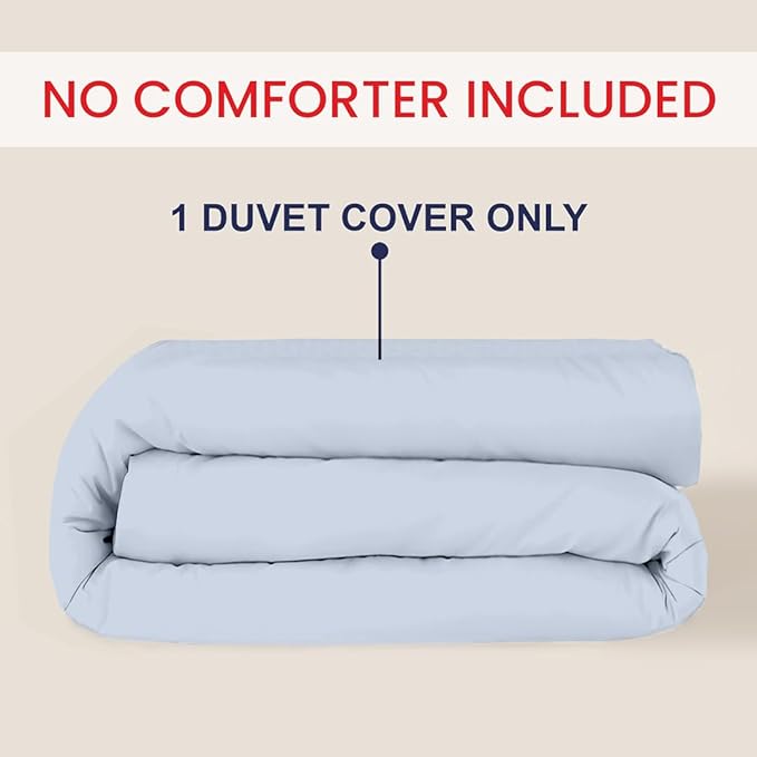 Kotton Culture 1 Pc California King Duvet Cover Only-100% Egyptian Cotton 600 Thread Count Ultra Soft Premium Durable Comforter Cover Zipper Closure & Corner Ties- (Sky Blue, 104" X 98")