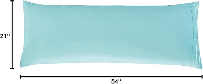 Elegant Comfort Luxury Ultra-Soft 1-Piece Body Pillowcase - 1500 Premium Hotel Quality Microfiber Double Brushed - Wrinkle Resistant, Body Pillowcase Size, Aqua Blue