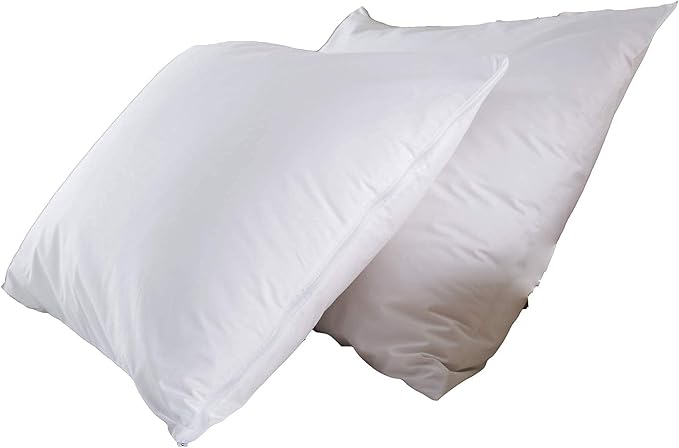 Niagara 2 Pack King Pillow Protectors with Zipper, Premium Cotton Sateen Blend Tight Weave Lab Tested Non Noisy Zip Covers Breathable Non Crinky (20x36 Inches)