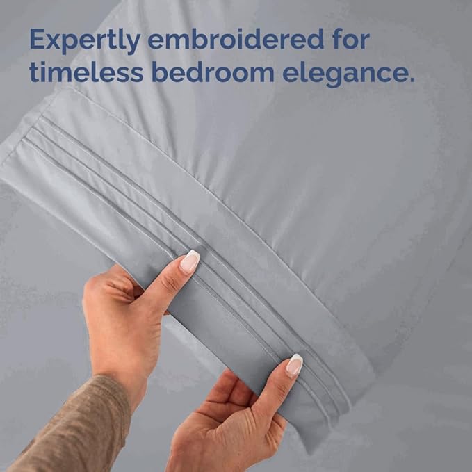 King Pillow Cases Set of 8 - Ultra Soft Hotel Quality Pillowcase Covers - Comfy. Cozy & Wrinkle Free - Shrink, Stain and Fade Resistant - Machine Washable Pillow Protectors - 8 Piece Set - Steel Blue
