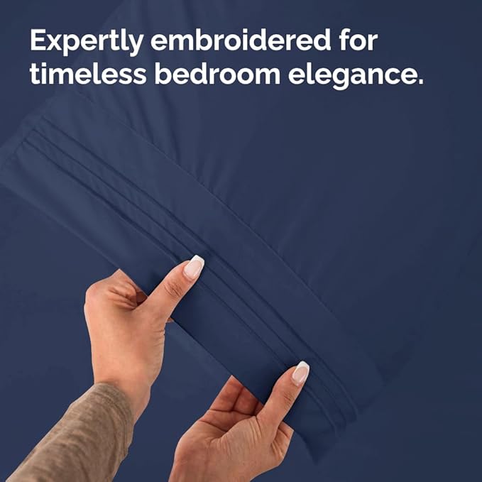 Queen Pillow Cases Set of 4 - Ultra Soft Hotel Quality Pillowcase Covers - Comfy, Cozy & Wrinkle Free - Shrinkage, Stain & Fade Resistant - Machine Washable Pillow Protectors - 4 Piece Set - Navy Blue