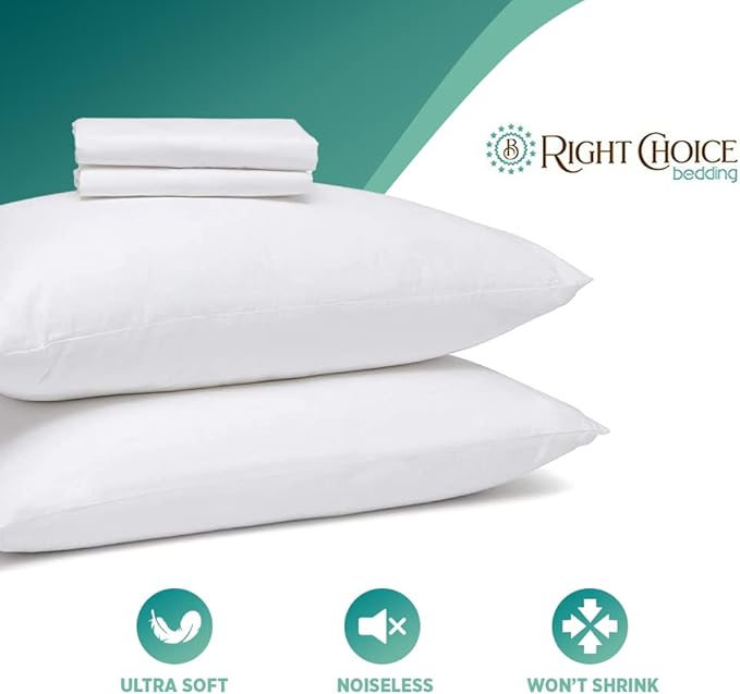 Cotton Pillow Protectors with Zipper. Standard Size 20x26 (Set of 4)