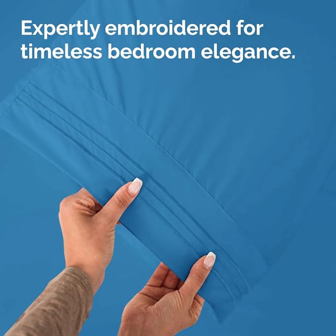Standard Pillow Cases Set of 2 - Soft Hotel Quality Pillowcase Covers - Comfy & Wrinkle Free - Stain and Fade Resistant - Machine Washable Pillow Protectors - 2 Piece Set - Standard Size Denim Blue
