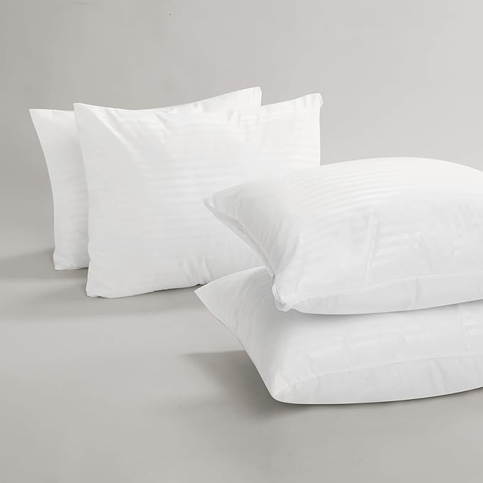 BEITE 4 Pack Pillow Case Protectors Standard -White 20×30 Inches with Smooth Zipper Design -Comfortable and Skin-Friendly Pillowcase