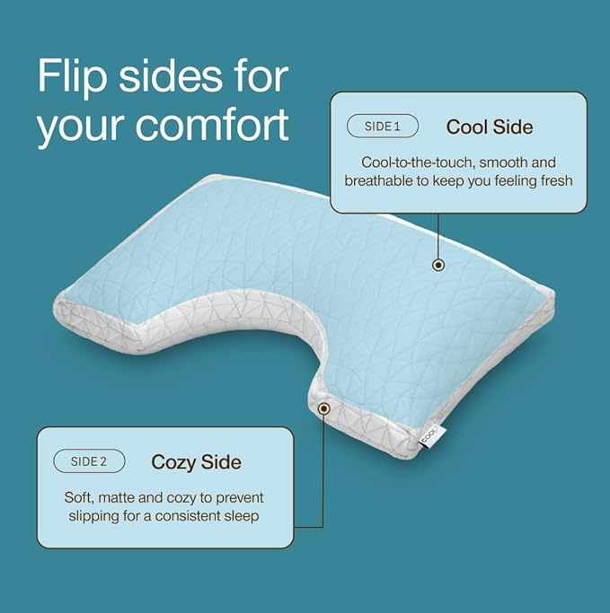 Coop Home Goods Cool Side Cut-Out Pillowcase, Queen Size Cooling Pillow Case for Hot Sleepers, Cut-Out Shape, Two-Sided Pillow Covers, Cozy Side & Cool Side, Ultra Soft Lulltra Cool Technology