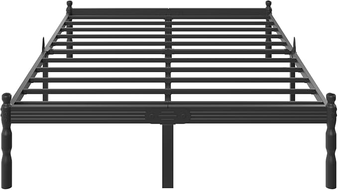 ZIYOO 18 inch Full Bed Frames with Mattress Slide Stopper, Vintage Style, 1500LBS Heavy Duty Steel Slats, Prevent Mattress from Sliding, No Box Spring Needed, Platform Noise-Free