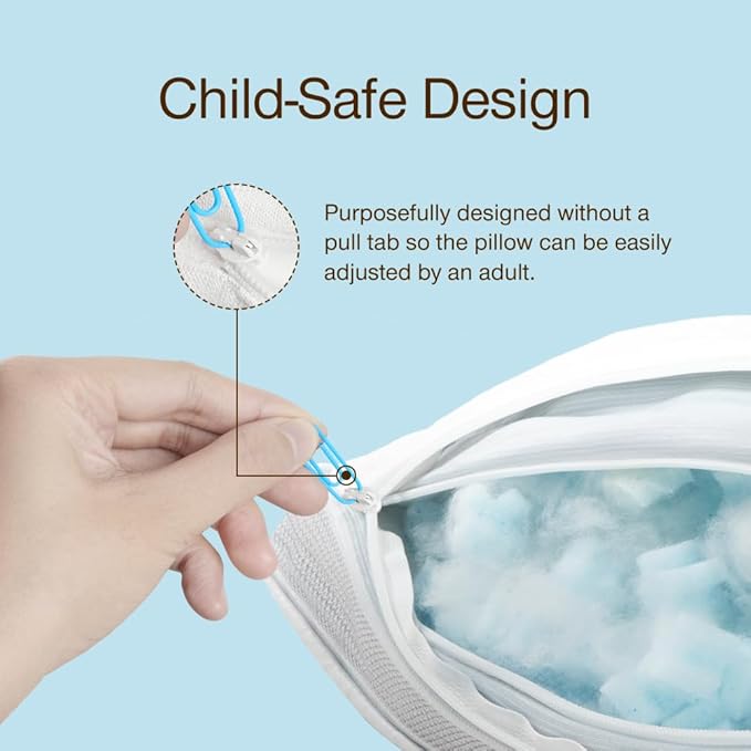 Coop Home Goods Cool+ Adjustable Cooling Toddler Pillow, 13x19, Cooling Gel Memory Foam Kids Pillow for Ages 2+, Customizable Loft, Breathable, Washable Cover, Childproof Zipper, Small Cooling Pillow