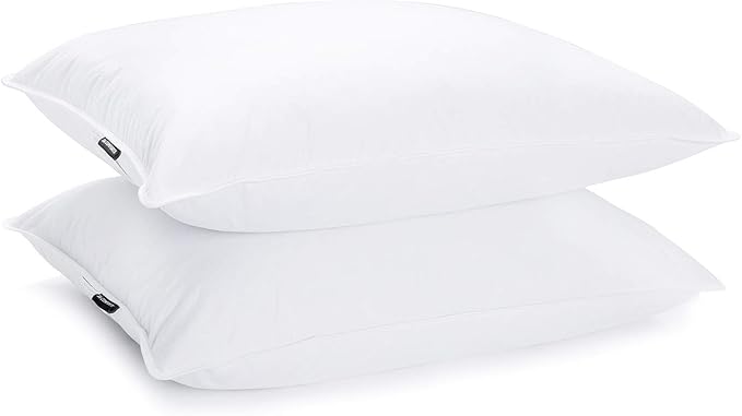 JA COMFORTS Duck Feather Down Bed Pillows for Sleeping(2 Packs)-King(20IN×36IN),High Filling Weight,600 Thread Count,Double-Layer Downproof Fabric Design,10% Duck Down,Cotton Cover,White