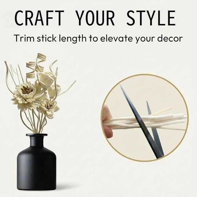 Reed Diffuser Flower Sticks Set of 12, Flower Diffusers for Home Bathroom and Bedroom Decor,Natural Paper Material