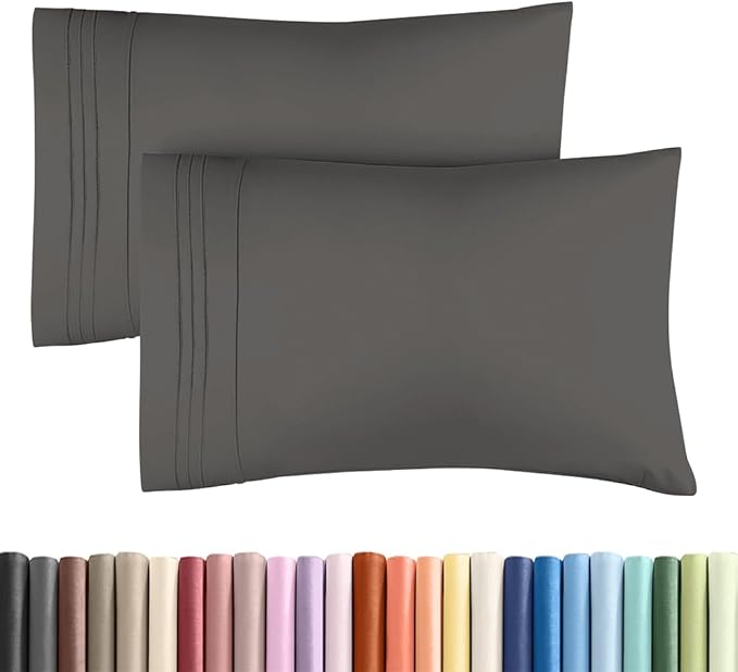 Standard Pillow Cases Set of 2 - Ultra-Soft Hotel Quality Pillowcase Covers - Comfy & Wrinkle Free - Stain and Fade Resistant - Machine Washable Pillow Protectors - 2 Piece Set - Standard Charcoal