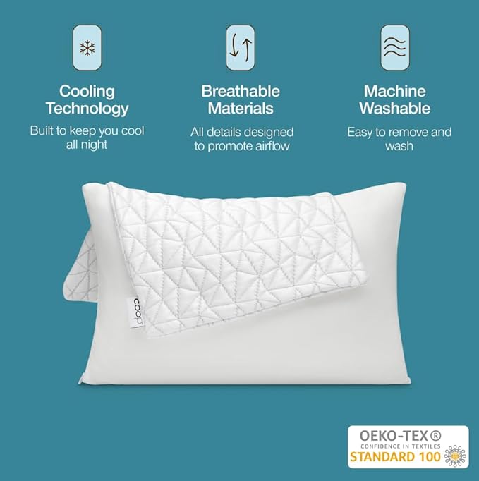 Coop Home Goods Cool Side Travel and Camping Pillowcase, Cooling Travel Pillow Case for Hot Sleepers, Two-Sided Pillow Covers, Cozy Side & Cool Side, Ultra Soft Lulltra Cool Technology