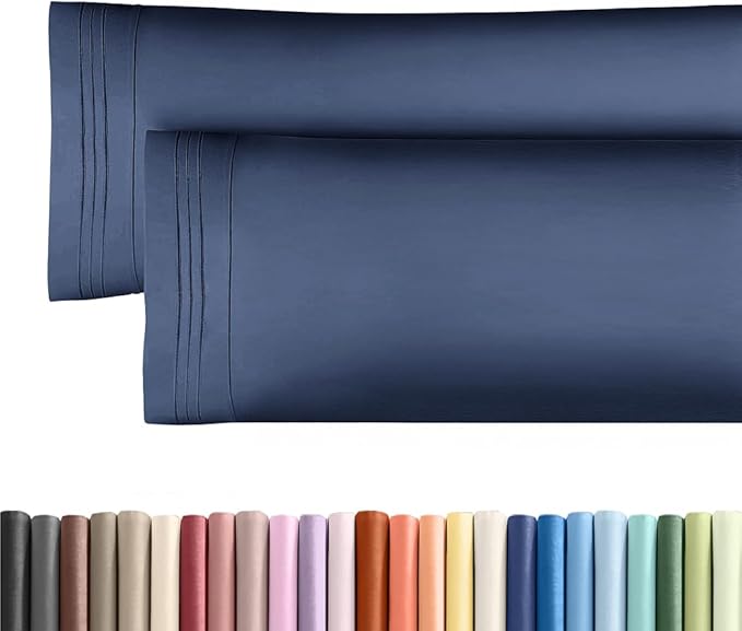 Body Pillowcases Set of 2-20x54 Long Body Pillow Case - Soft Body Pillow Cover for Sleeping & Side Sleepers - Comfy, Breathable & Wrinkle Free - Machine Washable w/Envelope Enclosure (Navy Blue)