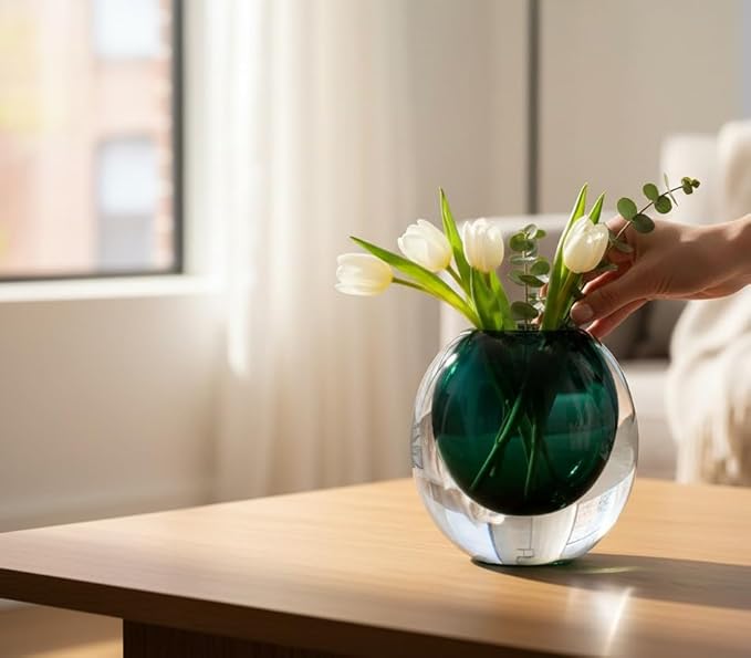 Green Glass Vase, DIY Empty Reed Diffuser Bottle for Essential Oils, 200mL, Aromatherapy, Modern Home Decor