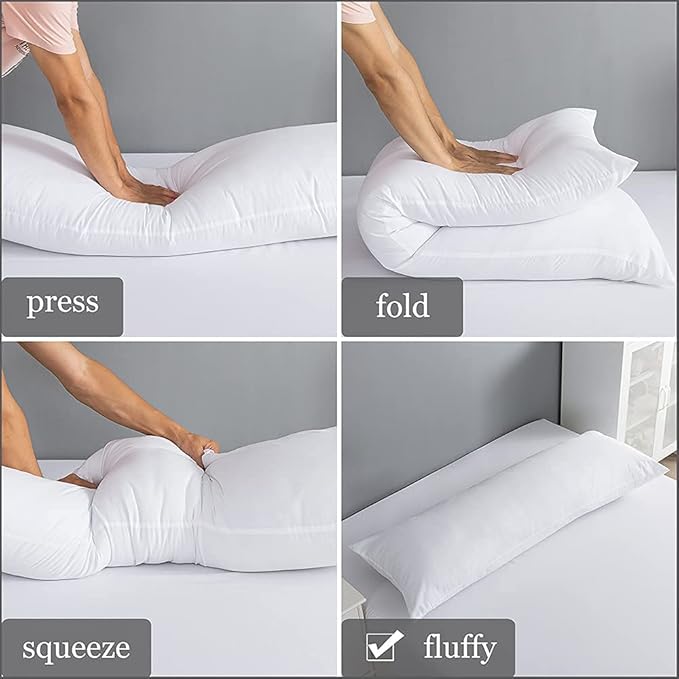 ELNIDO QUEEN Body Pillow with Pillowcase - Soft Long Bed Pillow for Adults - Breathable Full Body Pillow Insert for Sleeping, 20x54inches - Pink