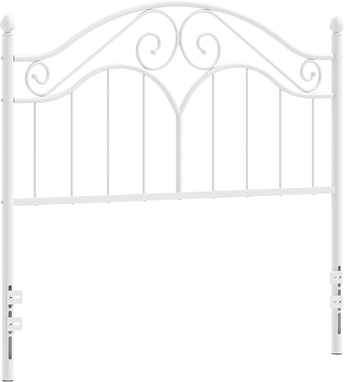 Elephance Headboard for Full Size Bed Frame, Vintage Platform Bed Metal Headboard Only, Height Adjustable, Sturdy and Stable, Full Size, Easy Assembly,White