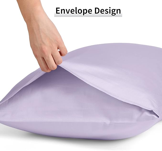 Warmstar Cotton Pillow Cases Queen Size Set of 2, 600 Thread Count Pillowcases 20x30 Inches, Soft Long Staple Cotton Pillowcases Breathable with Envelope Closure,Lavender