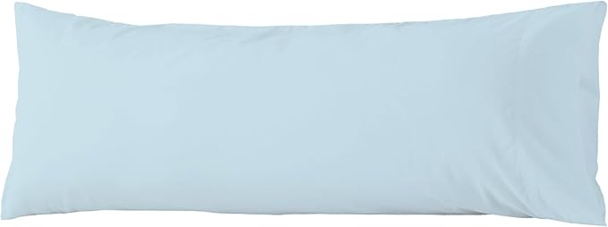 WhatsBedding Body Pillow Cover Cotton Fabric, Long Pillowcase Breathable & Skin-Friendly, Envelope Closure - Light Blue (20x54 inch)