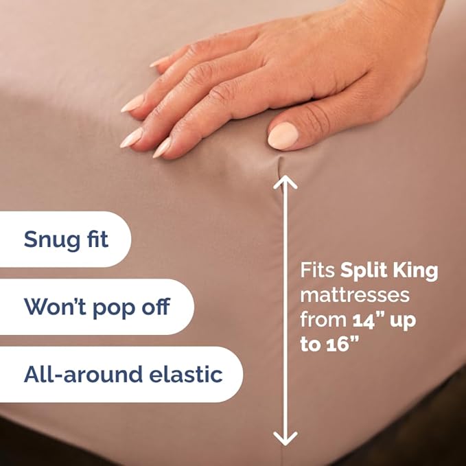 Flex Top Split Head King 4 Piece Sheet Set - Ultra-Soft, Breathable & Cooling Bed Sheets Set - Hotel Luxury Bedding for Women & Men with Deep Pockets - Wrinkle Free & Fade Resistant - Oeko-Tex - Mauve