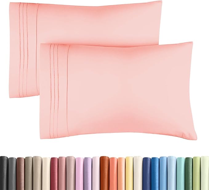 King Standard Pillow Cases Set of 2 - Ultra-Soft Hotel Quality Pillowcase Covers - Comfy, Cozy & Fade Free - Wrinkle Resistant - Machine Washable Pillow Protectors - 2 Piece Set - Baby Pink
