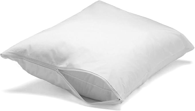 Feather/Down-Proof, 100% Cotton, Pillow Protector - Reduce Pokes with Hypoallergenic, Breathable, Machine Washable, Quiet, Soft Covers - Zippered Enclosure & Machine Washable (2, Standard)