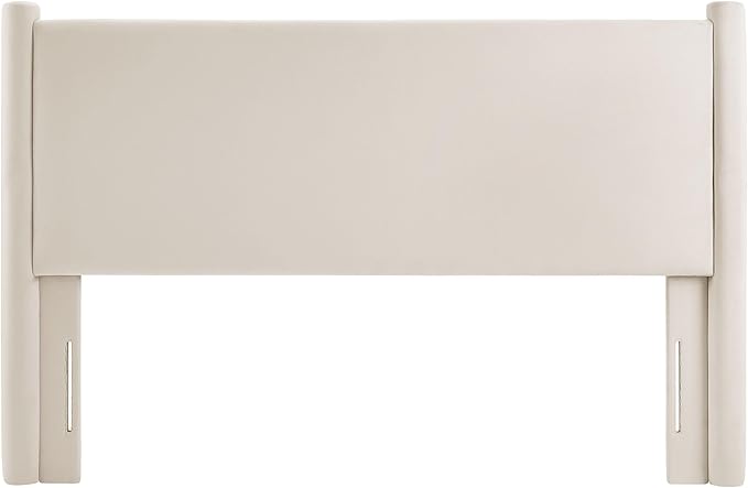 Modway Rael King Upholstered Headboard with Pillars in Alabaster – Velvet Headboard – Stain-Resistant Performance Velvet Headboard for King Size Beds