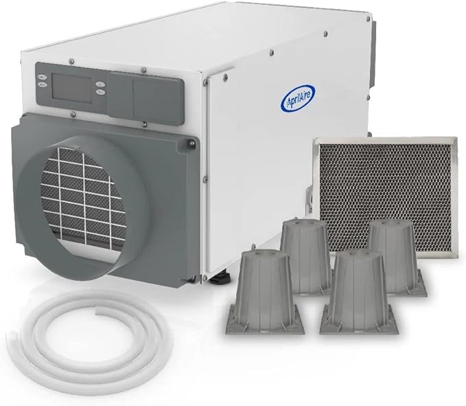 AprilAire E070 Pro Dehumidifier Bundle - 70 Pint Whole House Dehumidifier - Full Complete Kit - Crawl Spaces, Basements, Whole Homes, Commercial up to 2,800 sq. ft - 5 Year Warranty Included