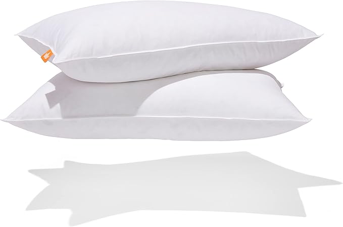 Canadian Down & Feather Co. – 2 Pack White Goose Feather Pillow – 255 TC Shell 100% Cotton – Filled in Canada - Firm Support, Queen Size