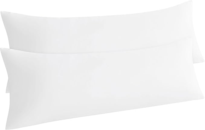 NTBAY Body Pillow Cases Set of 2, 2 Pack Brushed Microfiber 20x54 Pillow Cases, Soft, Wrinkle, Fade, Stain Resistant White Pillow Cases with Envelope Closure, 20x54 Inches, White