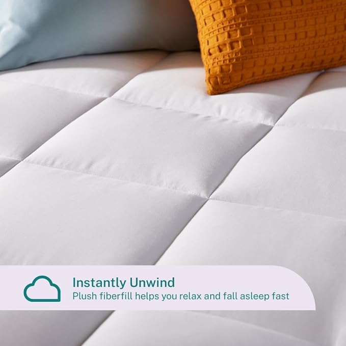 Sleep Innovations Dual Layer 4 Inch Memory Foam Mattress Topper, Full Size, Medium Support, 2 Inch Cooling Gel Memory Foam Plus 2 Inch Pillow Top Cover