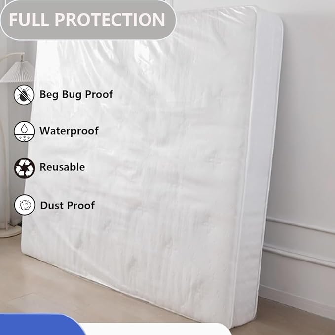 Plastic Mattress Bag for Moving Storage, Mattress Protector Cover ,Mattress Bag for Disposal (Queen)