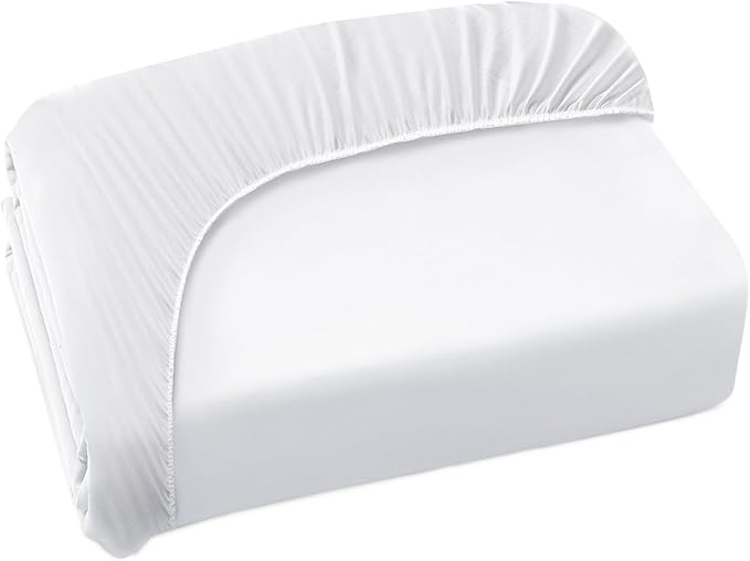 Queen Fitted Sheet Only, Queen Size Sheets Up to 14 Inches Deep Procket, Double Bed Mattress Sheets Stretchable Breathable Jersey Knit Cover, White