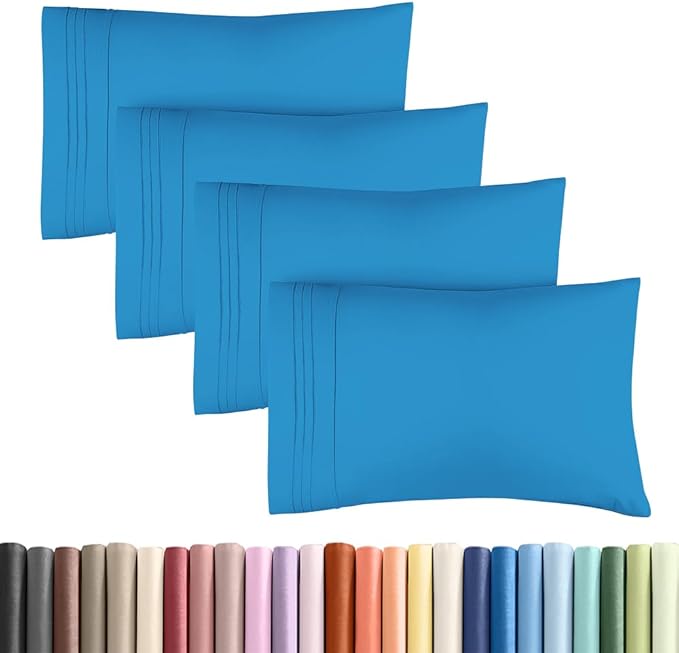King Standard Pillow Cases Set of 4 - Soft Hotel Quality Pillowcase Covers - Comfy Bedding for Women, Men, Kids & Teens - Machine Washable Pillow Protectors - 4 Piece Set - King Standard Denim Blue
