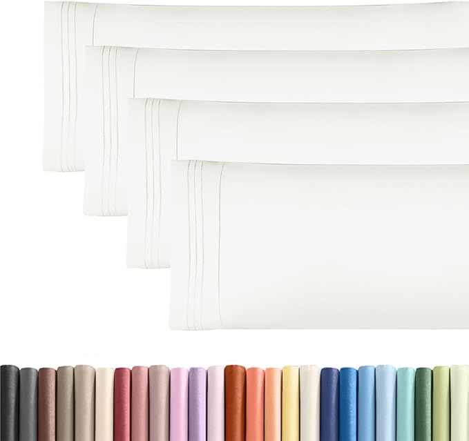Body Pillowcases Set of 4-20x54 Long Body Pillow Case - Soft Body Pillow Cover for Sleeping & Side Sleepers - Comfy, Breathable & Fade Free - Machine Washable w/Envelope Enclosure - (Antique White)