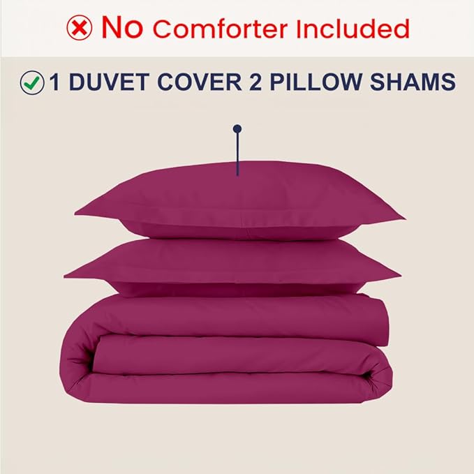 Kotton Culture 3 Pc Duvet Cover Queen Size/Full Size Set-100% Egyptian Cotton 600 Thread Count Ultra Soft Premium Durable Comforter Cover Zipper Closure & Corner Ties- (Hot Pink, 90" X 90")