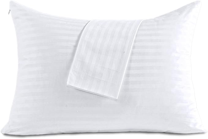 100% Cotton King Pillow Protectors with Zipper, White Pillow Cases King Size for Home & Hotel, Sateen Soft Cooling Hidden Zippered Pillow Pillow Case Protector for Hair & Skin, 20x36 in, 1 Pack