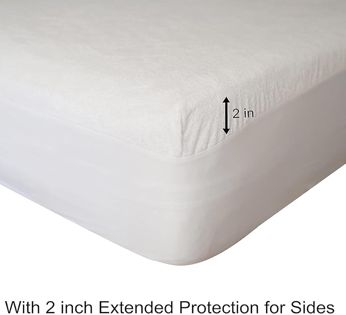 Kingnex Waterproof Partial Split Top Cal King Mattress Protector for Adjustable Bed with 28-30" Upper Flex Head Noiseless Soft Bamboo Viscose Terry Fitted Mattress Cover