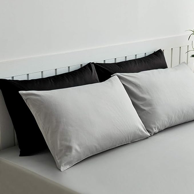 NTBAY King Pillowcase Set - 2 Pack Brushed Microfiber 20x36 Pillowcases - Soft, Wrinkle-Free, Fade-Resistant, Stain-Resistant, Light Grey Pillowcases with Envelope Closure - 20x36 Inches, Light Grey