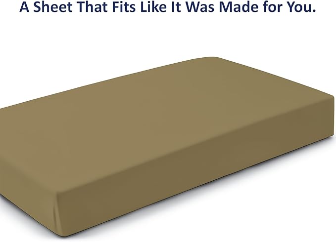 Cot Size 28" x 75" Fitted Sheet, 100% Egyptian Cotton, Perfect for Camp Bunk Beds/RVs/Guest Beds/Army Cots/Replacement Mattress (Taupe)