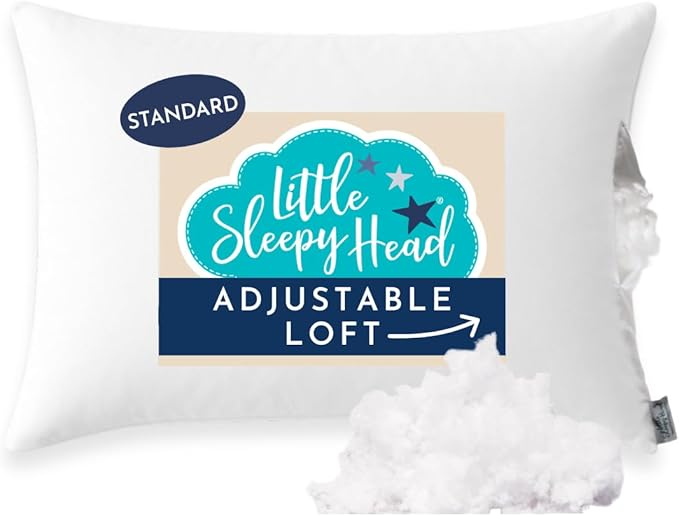 Little Sleepy Head Standard Pillow for Sleeping, Adjustable Loft Bed Pillow with Hypoallergenic Down-Like Fill, Hotel Quality Comfort, Soft or Firm Support - Standard Size Pillow 1 Pack, 20x26