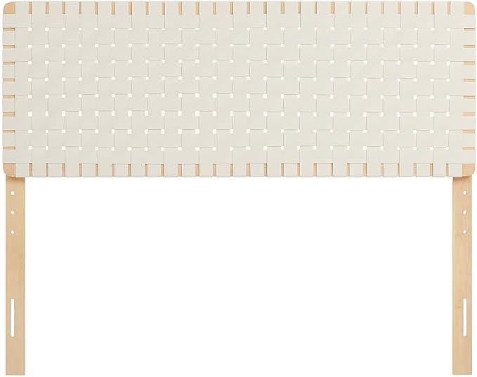 Modway Sparta Weave Queen Vegan Leather Headboard in Natural Beige
