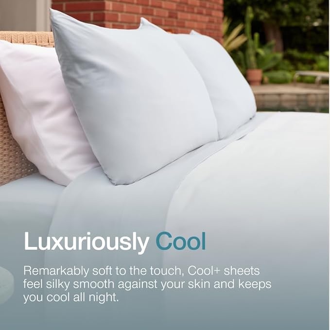 Coop Home Goods Cool+ Cooling Pillow Case Set of 2, Dove Grey Queen Size Pillow Covers, Luxury Spa, Breathable, Hotel Quality Pillow Cases