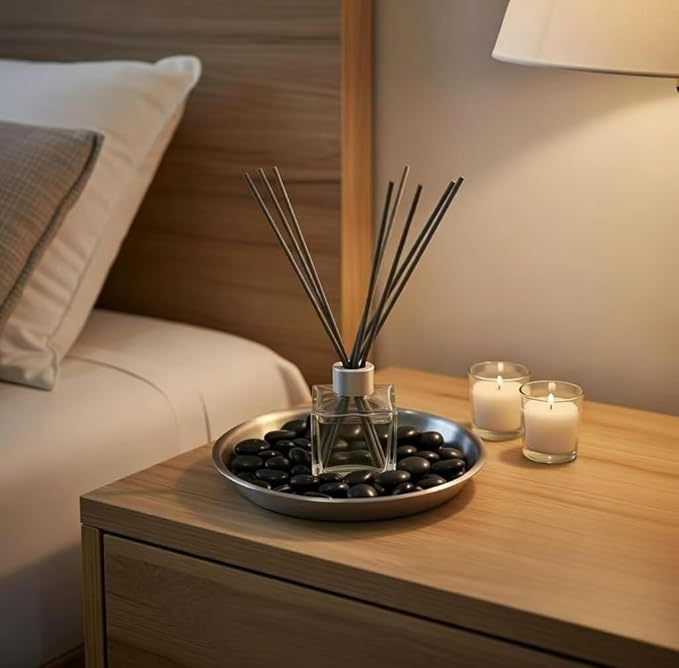 Hosley Aromatherapy Linen Diffuser Gift Set – 230ml Refill Oil, Glass Bottle, Reed Sticks, Metal Plate, Glass Filler & 2 Filled Candles,All-in-One Home Fragrance Set.